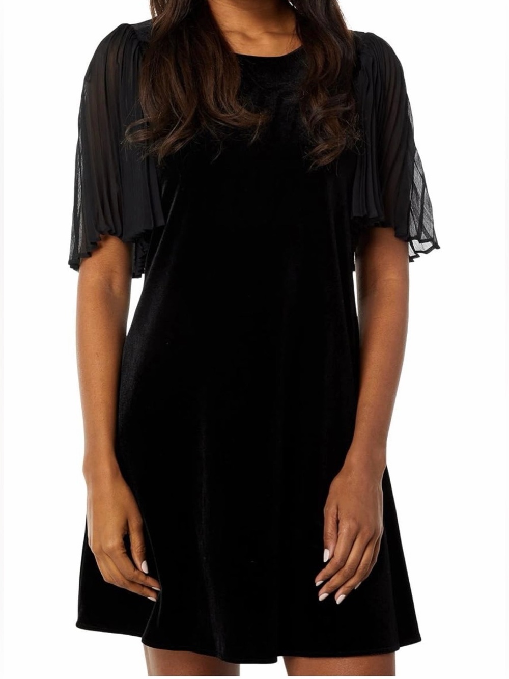 Calvin Klein Black Velvet Short Sleeve Chemise